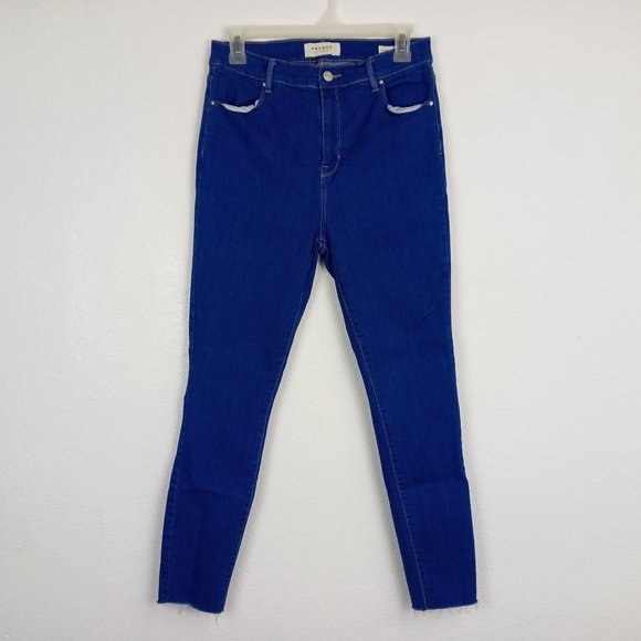 PACSUN Women's Ankle Jegging Jeans Size 30 High Rise Raw Hem Royal Blue Denim - Picture 1 of 15